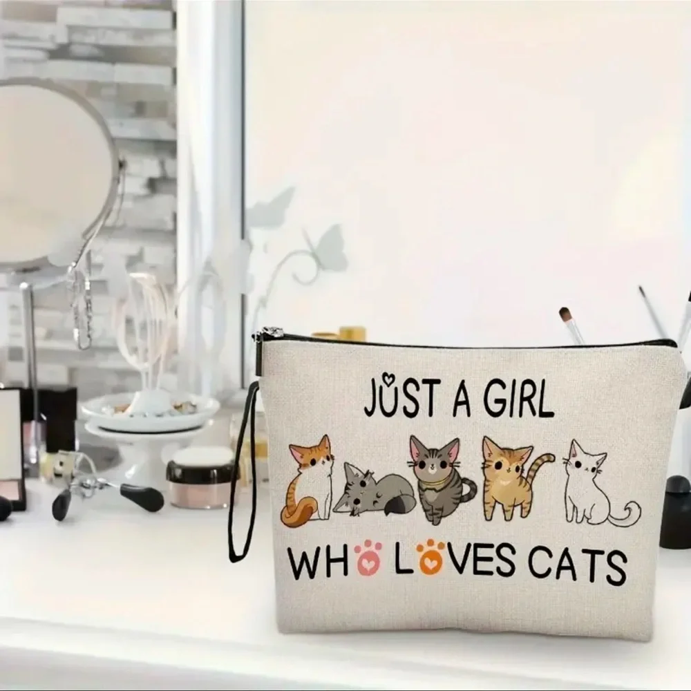 Just a Girl Who Loves Cats Makeup Bag NEW